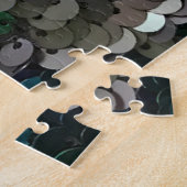 Eleganter glänzender Glamour Grüntöne graue Platte Puzzle (Seite)