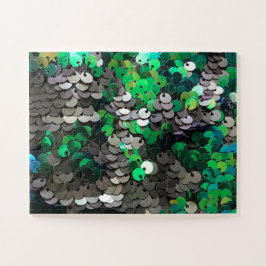 Eleganter glänzender Glamour Grüntöne graue Platte Puzzle