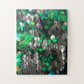 Eleganter glänzender Glamour Grüntöne graue Platte Puzzle (Vertikal)