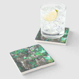 Eleganter glänzender Glamour Grüntöne graue Platte Steinuntersetzer