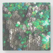 Eleganter glänzender Glamour Grüntöne graue Platte Steinuntersetzer (Vorderseite)