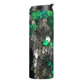 Eleganter glänzender Glamour Grüntöne graue Platte Thermosbecher (Nach links gedreht)