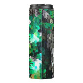 Eleganter glänzender Glamour Grüntöne graue Platte Thermosbecher (Rückseite)