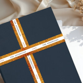 Eleganter glänzender goldener weißer Funkeln Glitt Satinband