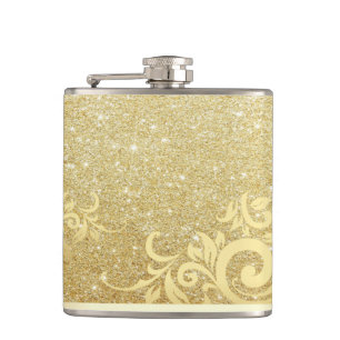 Eleganter glänzender Goldglitter, Spitze Flachmann