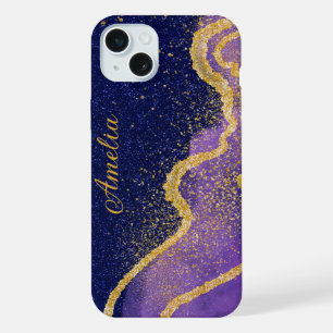 Eleganter glänzender monogrammierter Name iPhone 15 Plus Hülle