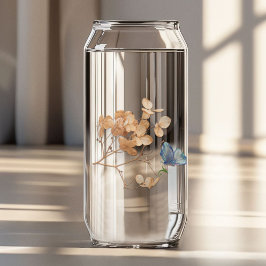Eleganter Glasbecher mit weißer Blume Glas