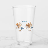 Eleganter Glasbecher mit weißer Blume Glas (Vorderseite)