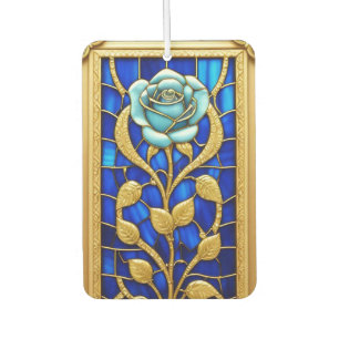 Eleganter Glasvorhang mit blauer Rose Autolufterfrischer