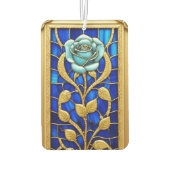 Eleganter Glasvorhang mit blauer Rose Autolufterfrischer (Rückseite)