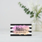 Eleganter Glattleder mit lila Schere Visitenkarte (Stehend Vorderseite)