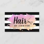 Eleganter Glattleder mit lila Schere Visitenkarte (Vorderseite)