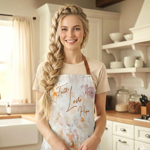 Eleganter Glaube Hoffnung Liebe Floral Wasserfarbe Schürze