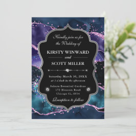 Eleganter Glitter-Achat Rosa & Violett Hochzeit Einladung