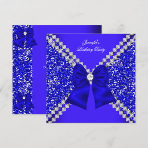 Eleganter Glitter Königlich Blau Diamanten Geburts Einladung