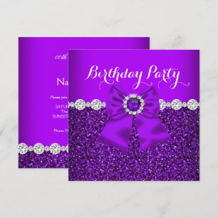 Eleganter Glitter Lila Perlen Diamanten Schleife G Einladung