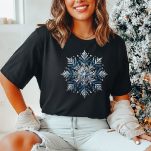 Eleganter Glitter-Schneeflocken-Weihnachts- Tri-Blend Shirt