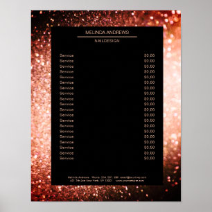Eleganter Glitter Silber Orange Preisliste Poster