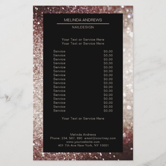 Eleganter Glitter Silber Rost Flyer (Vorne)