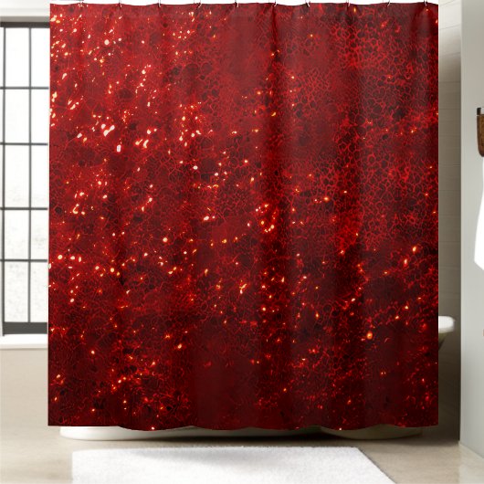 Eleganter Glittering Red Sequin Duschvorhang
