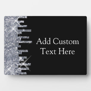 Eleganter Glittery Black/Silver Glamour Fotoplatte