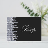 Eleganter Glittery Black/Silver Glamour UAWG RSVP Karte (Stehend Vorderseite)