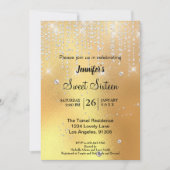 Eleganter Glitzer 16 . Geburtstag Einladung (Vorderseite)
