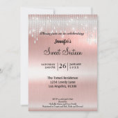 Eleganter Glitzer 16 . Geburtstag Einladung (Vorderseite)