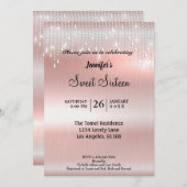 Eleganter Glitzer 16 . Geburtstag Einladung (Vorne/Hinten)