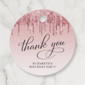 Eleganter Glitzer 50. Geburtstagsparty Danke Geschenkanhänger (Vorderseite)