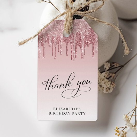 Eleganter Glitzer 60. Geburtstagsparty Danke Geschenkanhänger