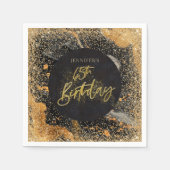 Eleganter Glitzer 65. Schwarz und Gold Geburtstag Serviette (Vorderseite)