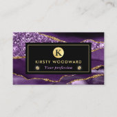 Eleganter Glitzer Agate Lila und Gold Ocean Visitenkarte (Vorderseite)