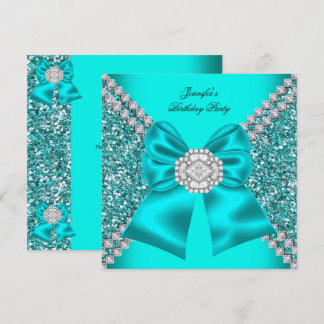 Eleganter Glitzer Aquamarin Blue Diamonds Geburtst Einladung