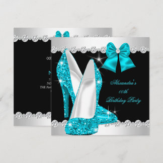 Eleganter Glitzer Aquamarin Blue High Heels Geburt Einladung