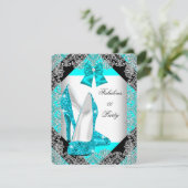 Eleganter Glitzer Aquamarin Blue Stiletto Geburtst Einladung (Stehend Vorderseite)