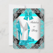 Eleganter Glitzer Aquamarin Blue Stiletto Geburtst Einladung (Vorderseite)