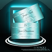 Eleganter Glitzer Aquamarin Gradient und Initials Visitenkarte