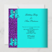 Eleganter Glitzer Aquamarin Lila Diamonds Geburtst Einladung (Rückseite)