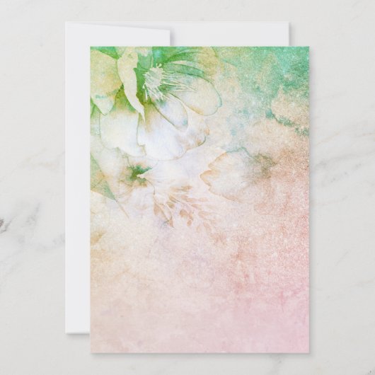 *~* Eleganter Glitzer Aquamarin Rosa Brautparty Einladung (Rückseite)