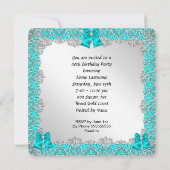 Eleganter Glitzer Aquamarin Stiletto Geburtstagspa Einladung (Rückseite)