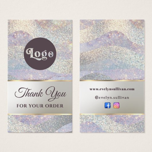 Eleganter Glitzer Aquarellwellen Beilage (Vorne & Hinten)