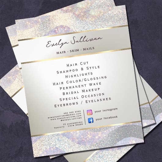 Eleganter Glitzer Aquarellwellen Flyer