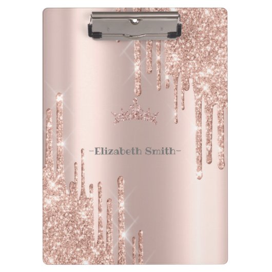 Eleganter Glitzer aus goldener Rose, Klemmbrett (Vorderseite)