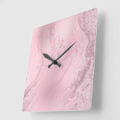 Eleganter Glitzer aus rosafarbenem Rosa Quadratische Wanduhr (Winkel)