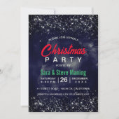 Eleganter Glitzer aus schwarzem Marmor Weihnachten Einladung (Vorderseite)