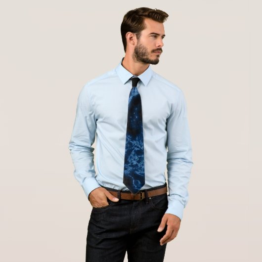 Eleganter Glitzer aus schwarzem und blauem Marmor Krawatte (Beispiel)