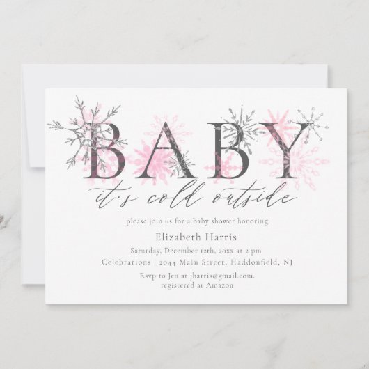 Eleganter Glitzer Baby ist kalt im Freien Kinderdu Einladung (Vorderseite)