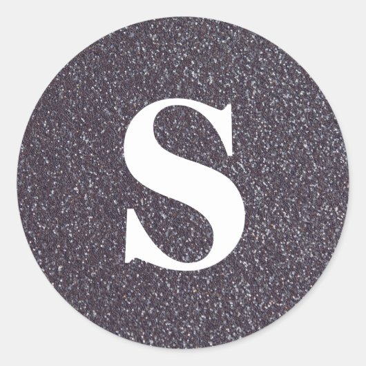 Eleganter Glitzer Black Monogram Umschlag Aufklebe Runder Aufkleber (Vorderseite)