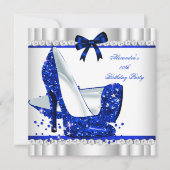 Eleganter Glitzer Blue Glamour High Heels Silver 3 Einladung (Vorderseite)